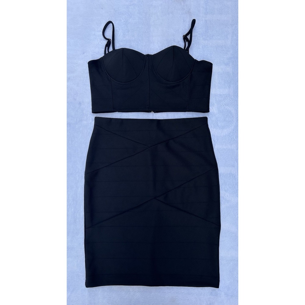 Haute Monde L Sexy Black Bustier Top Bodycon Skirt Set Date Little Black Dress